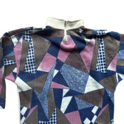 90s Geometric Crazy Pattern Pink Quarter Zip Fleece Size Medium