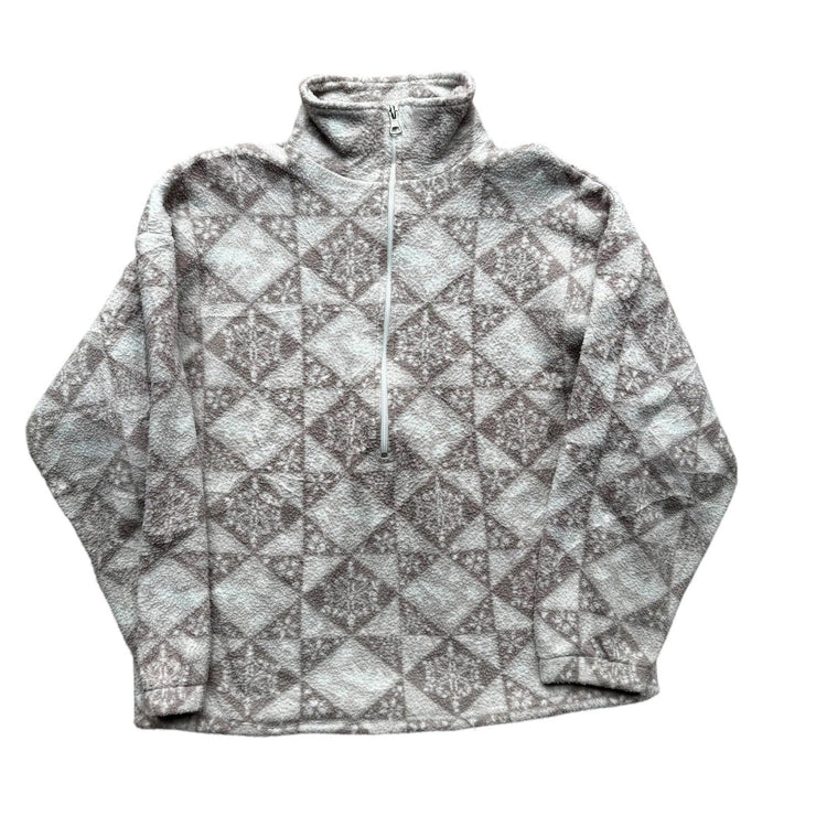 Cream Pattern Aztec Pinnkie Pullover Quarter Zip Fleece UK 10