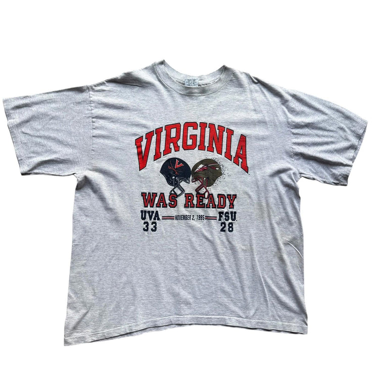 Vintage Single Stitch Virginia 1995 Grey Cotton Exchange T-Shirt Size 2XL