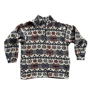 VTG Floral Fluffy Flower Quarter Zip Fleece Pullover Jacket Size Large