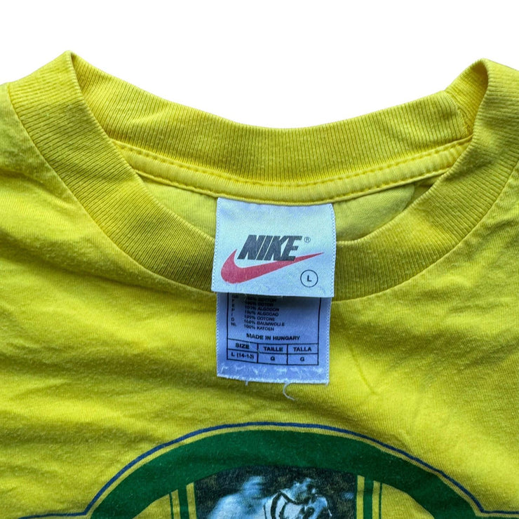VTG 90s Ronaldo R9 Yellow Brazil Nike Graphic T-Shirt Size Men&