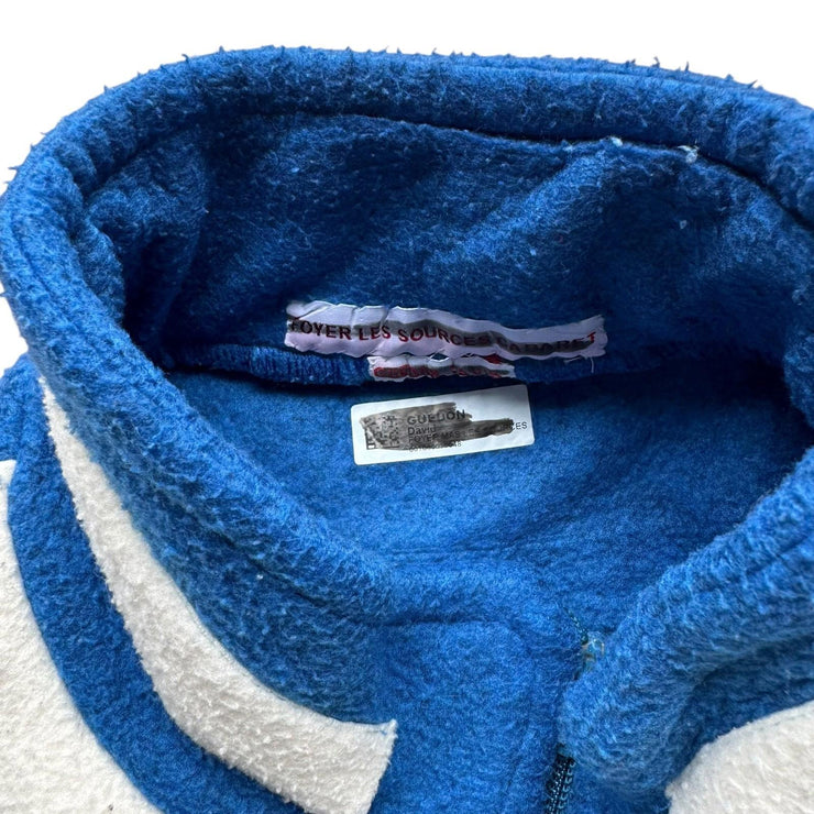 90s Aztec Cream White & Blue Quarter Zip Fleece Pullover Jacket