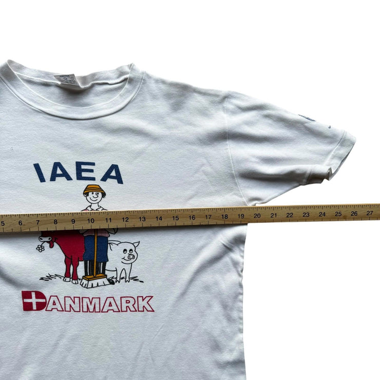 Vintage Iaea Denmark White Single Stitch Graphic T-Shirt Size XL