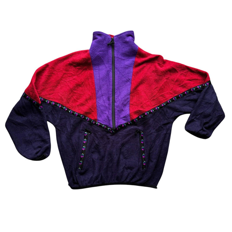 VTG Jack Wolfskin Colourful Paw Print Polar System 90s Fleece Jacket Size Large