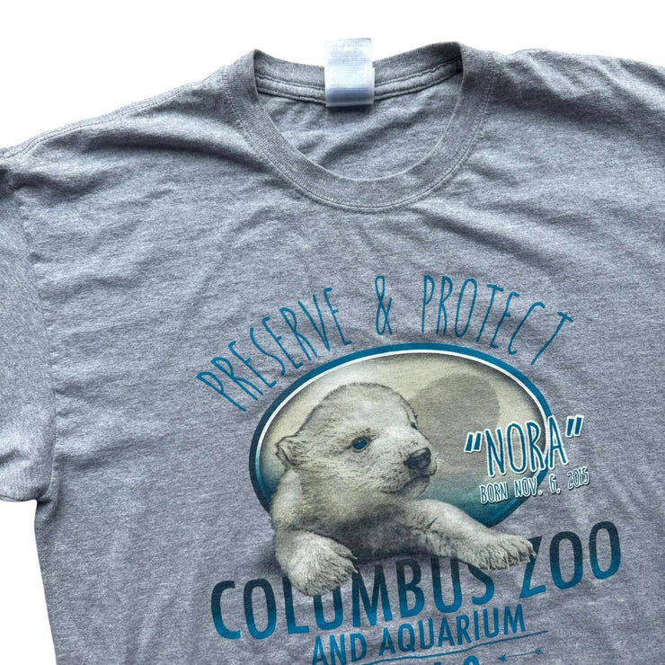 Columbus Zoo Preserve & Protect Grey Graphic T-Shirt Size Large