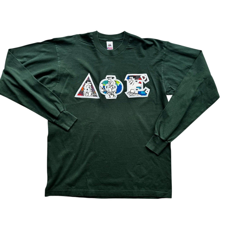 Vintage Green Flintstones AOE Fra USA Embroidered Single Stitch T-Shirt Size XL