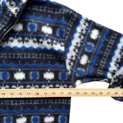 Vintage Blue Abstract Pattern Fleece 1/4 Zip Jacket Size LArge