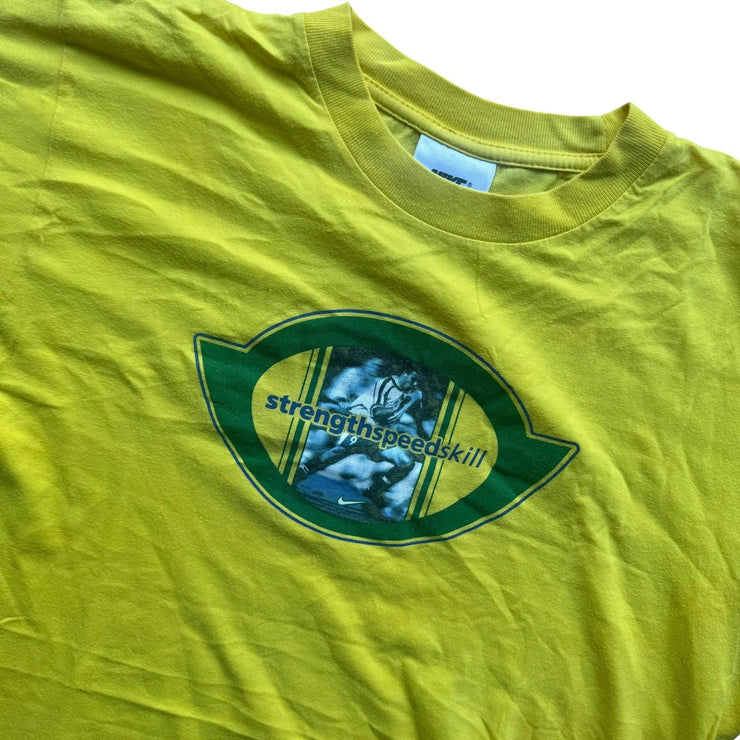 VTG 90s Ronaldo R9 Yellow Brazil Nike Graphic T-Shirt Size Men&