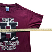 Hillside College USA Cheer Burgundy Graphic T-Shirt Jerzees Size Small