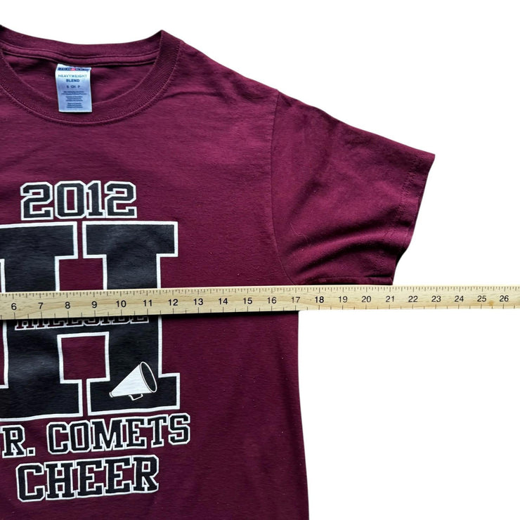 Hillside College USA Cheer Burgundy Graphic T-Shirt Jerzees Size Small