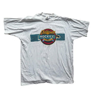 Vtg Old Timer's Hockey Challenge Tour 1995 White Single Stitch Graphic Tee XL