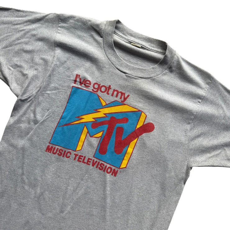 VTG 1980s MTV Grey Single Stitch Graphic T-Shirt Size Large