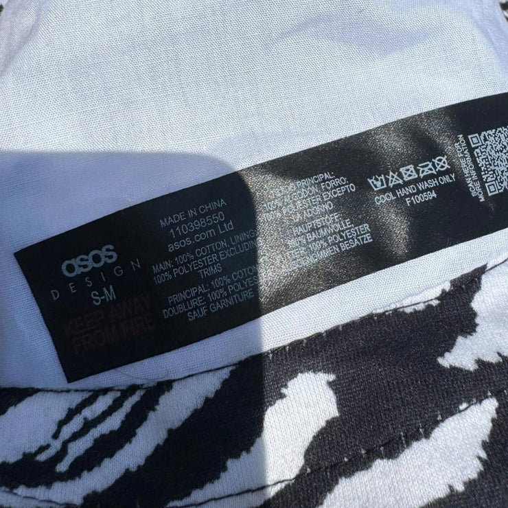 ASOS Design Black & White Zebra Print Summer Festival Bucket Hat S/M