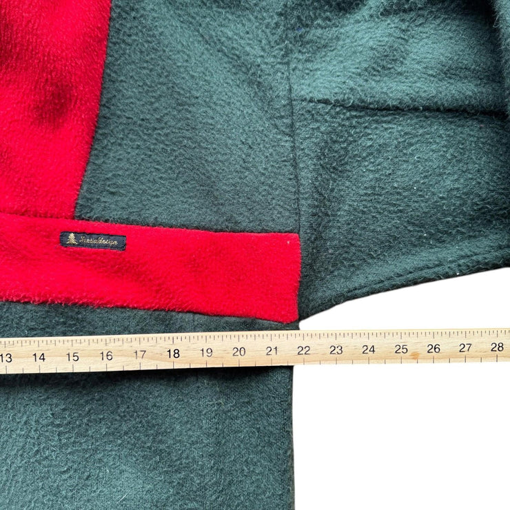 Vintage 90s Green Red Fleece Full Zip Jacket Size Large