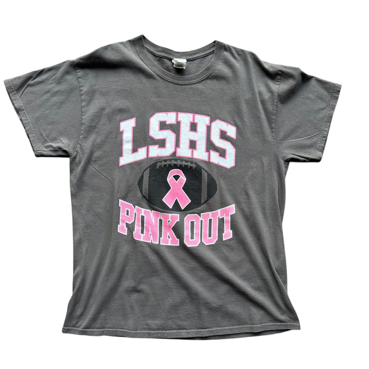 LSHS & Pink Out American Football Grey Graphic T-Shirt Size Large