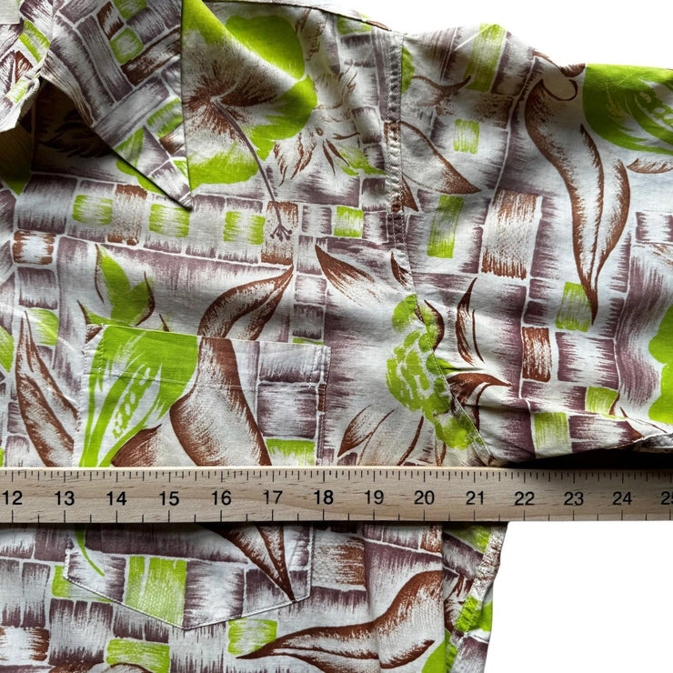 Vintage 1940s Hale Hawaii Hawaiian Abstract Green Shirt