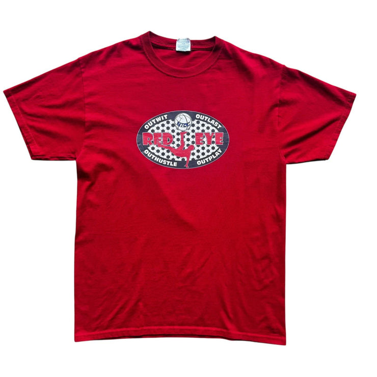 VTG Jerzees Red Eye Soccer Graphic T-Shirt Size Medium