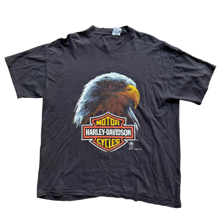 1987 Harley Davidson Eagle Black Graphic Print Single Stitch Tee XL