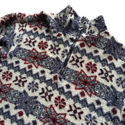 VTG Floral Fluffy Flower Quarter Zip Fleece Pullover Jacket Size Large