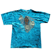 VTG Sprit Brother Wolf Shirt Tie Dye Blue Wild Life Native Nature 80s/90s Sz XL