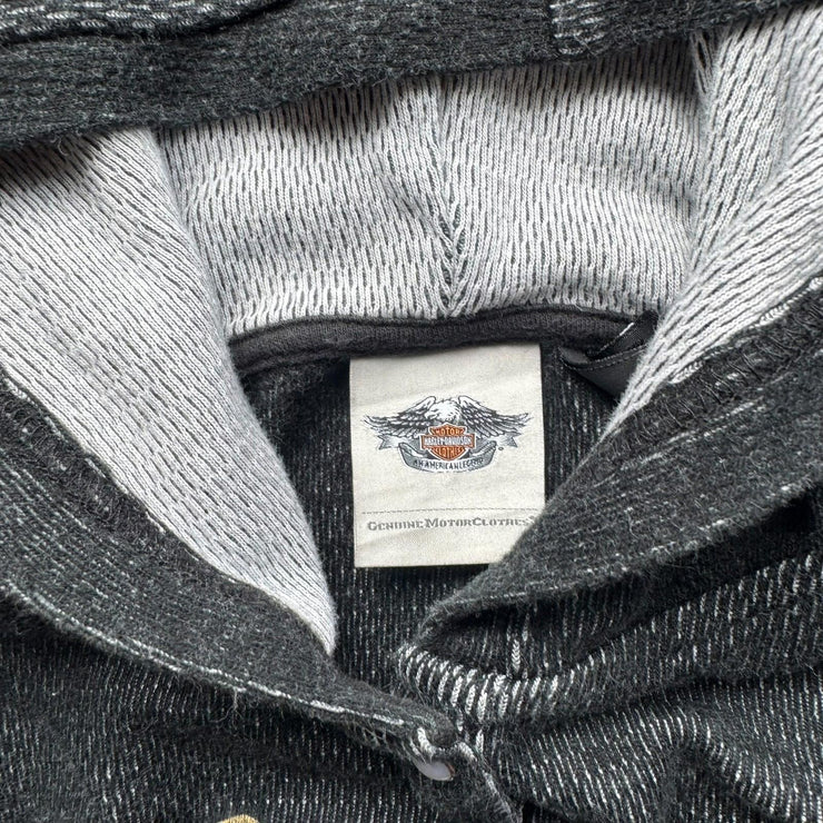 Y2K Harley Davidson Bedazzled Biker Snap Button Hoodie Size Women&