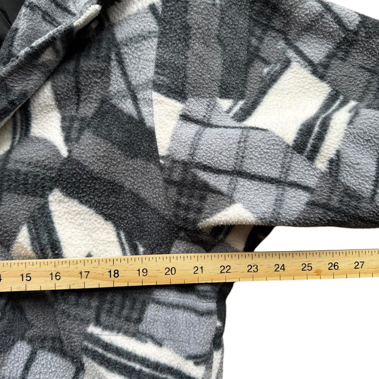 VTG Grey Geometric Pattern Fleece Hooded Jacket Size Medium