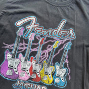 Fender Jaguar Electric Guitar Black Graphic T-Shirt Size Large