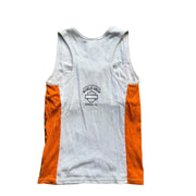 VTG Harley Davidson Women's White & Orange Biker Vest Size UK 6